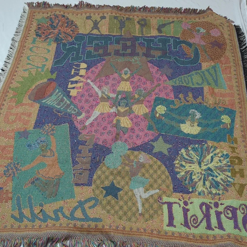 Cheerleader Tapestry Throw Blanket With Fringe 46